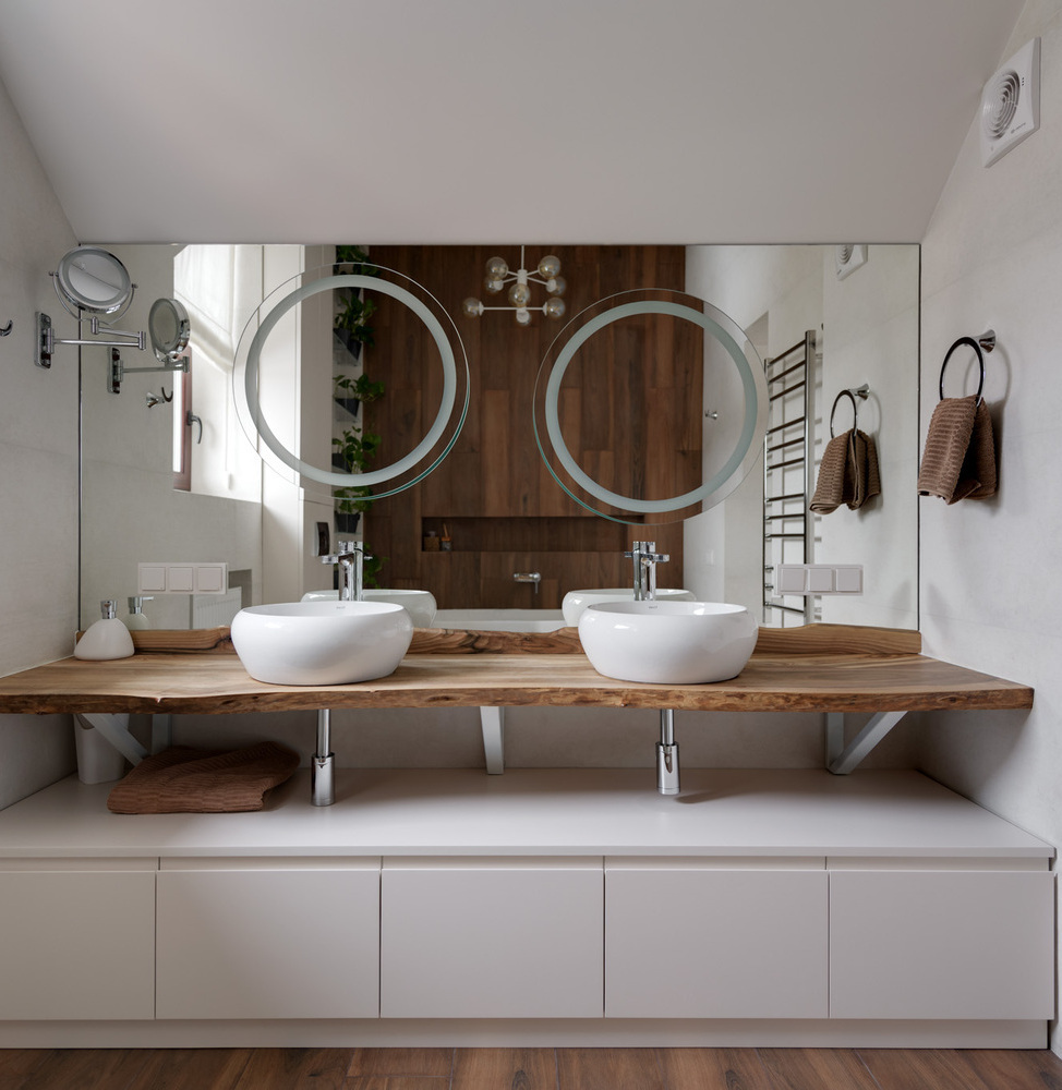 Тумба під умивальник в санвузол бежевого кольору - KOG group